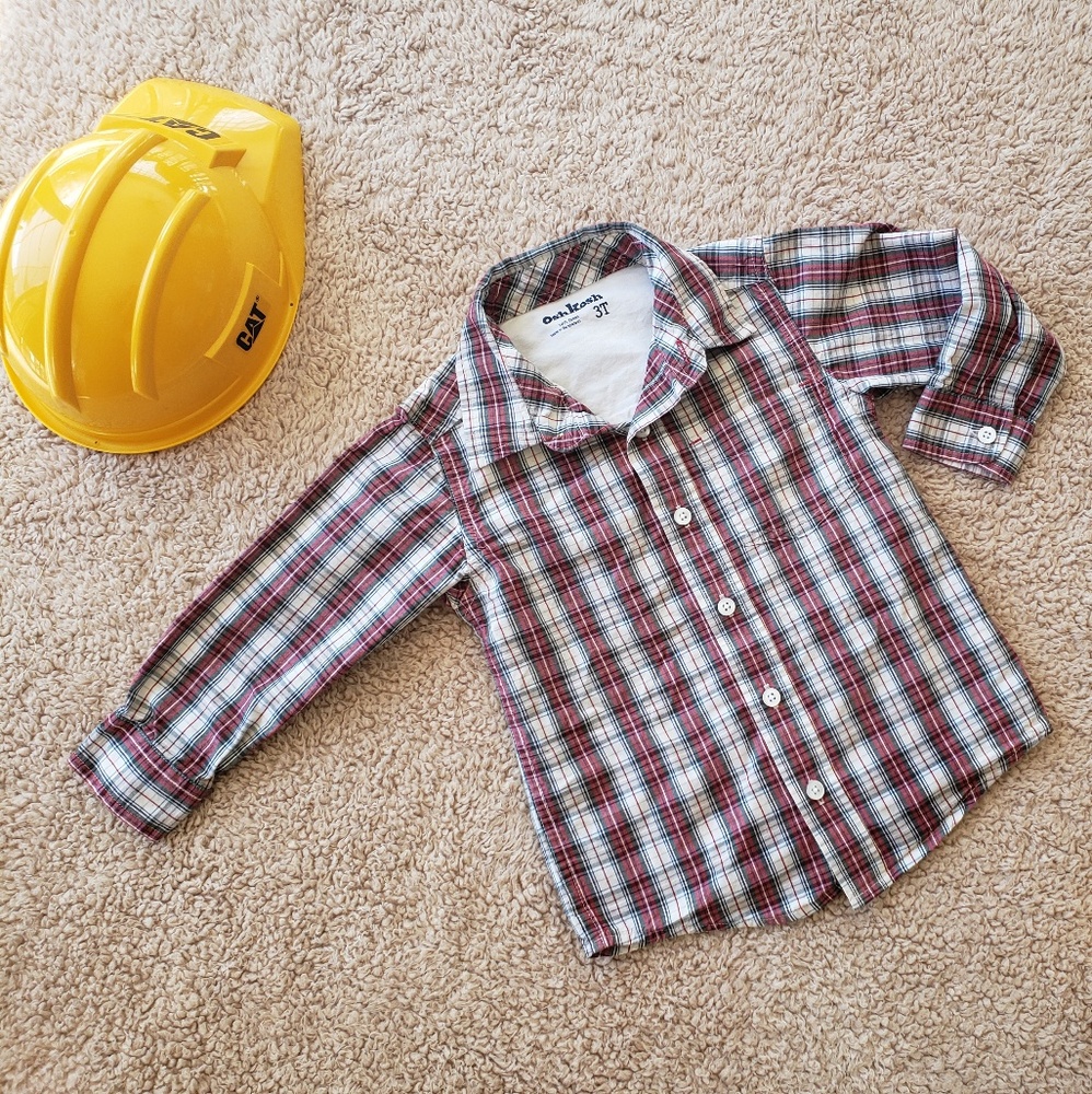 👦 Boys Size 3T OshKosh Plaid Button Down Top